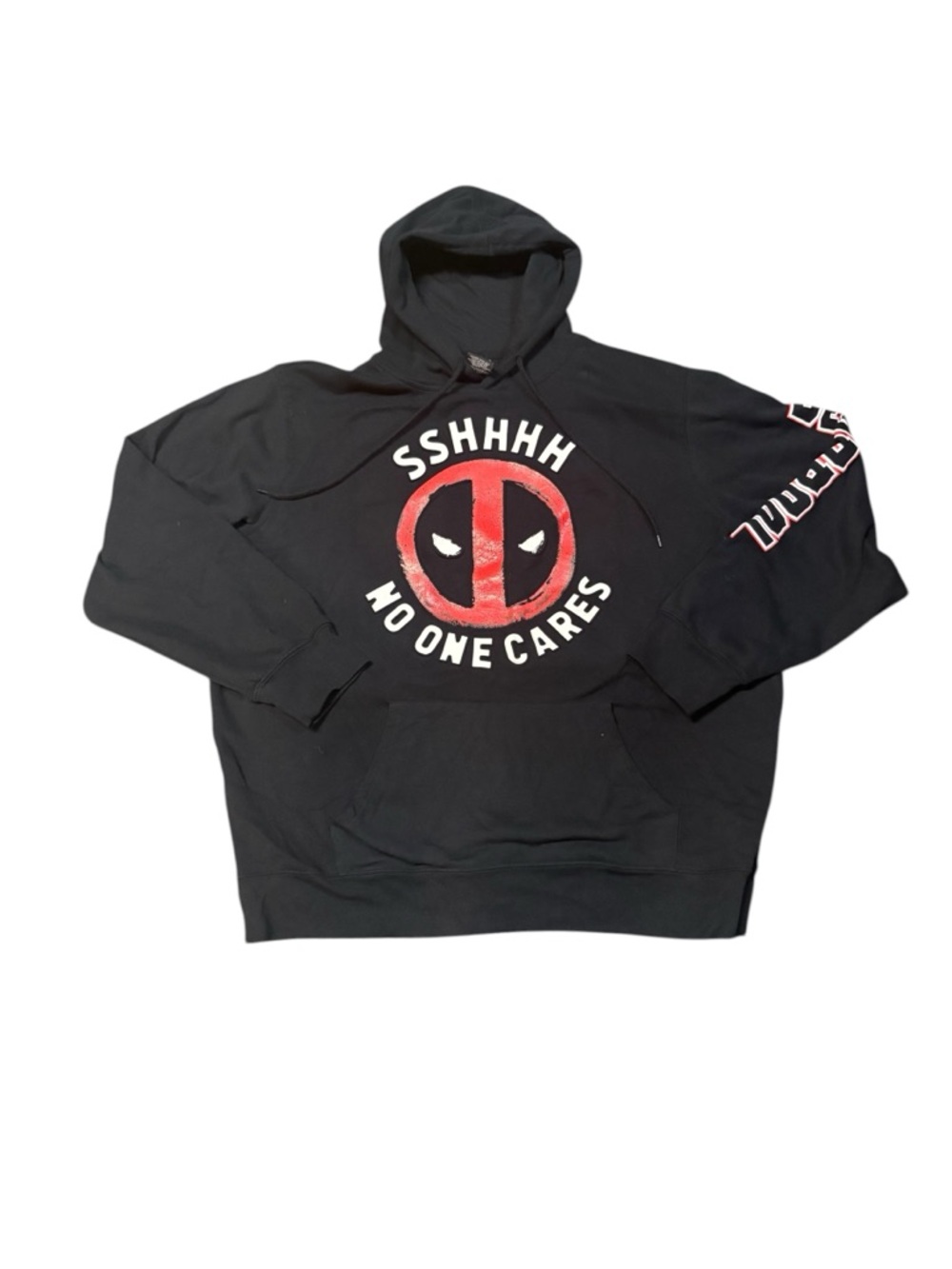 Marvel Deadpool “Shhhh No One Cares”‎ Hoodie Size XL Black